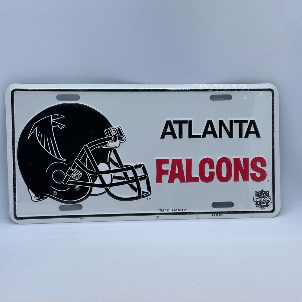 Atlanta Falcons Football Helmet Logo License Plate 1996 TM NFLP Sealed 12” x 6”